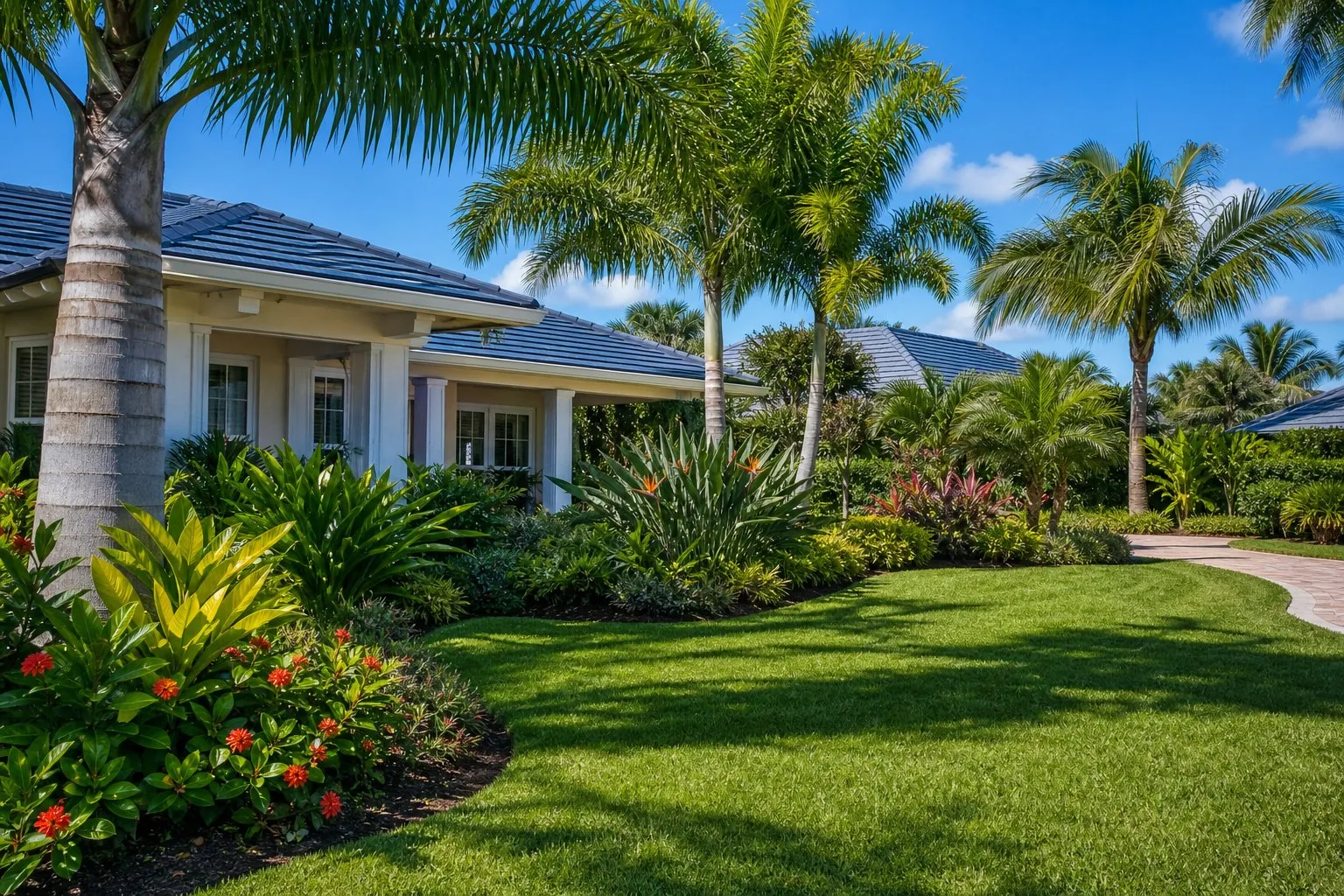 Palm tree trimming on a Sarasota property