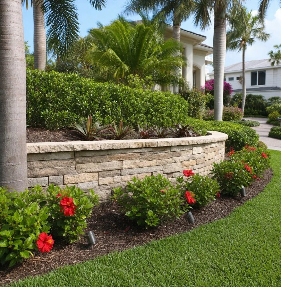 Retaining wall and grade work on a Sarasota property