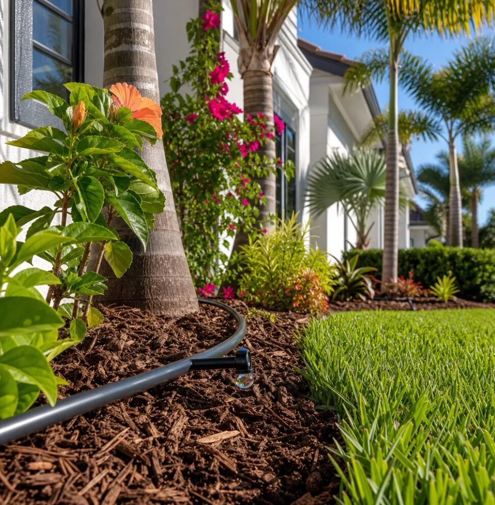 Drip emitter and low-pressure delivery detail in Sarasota
