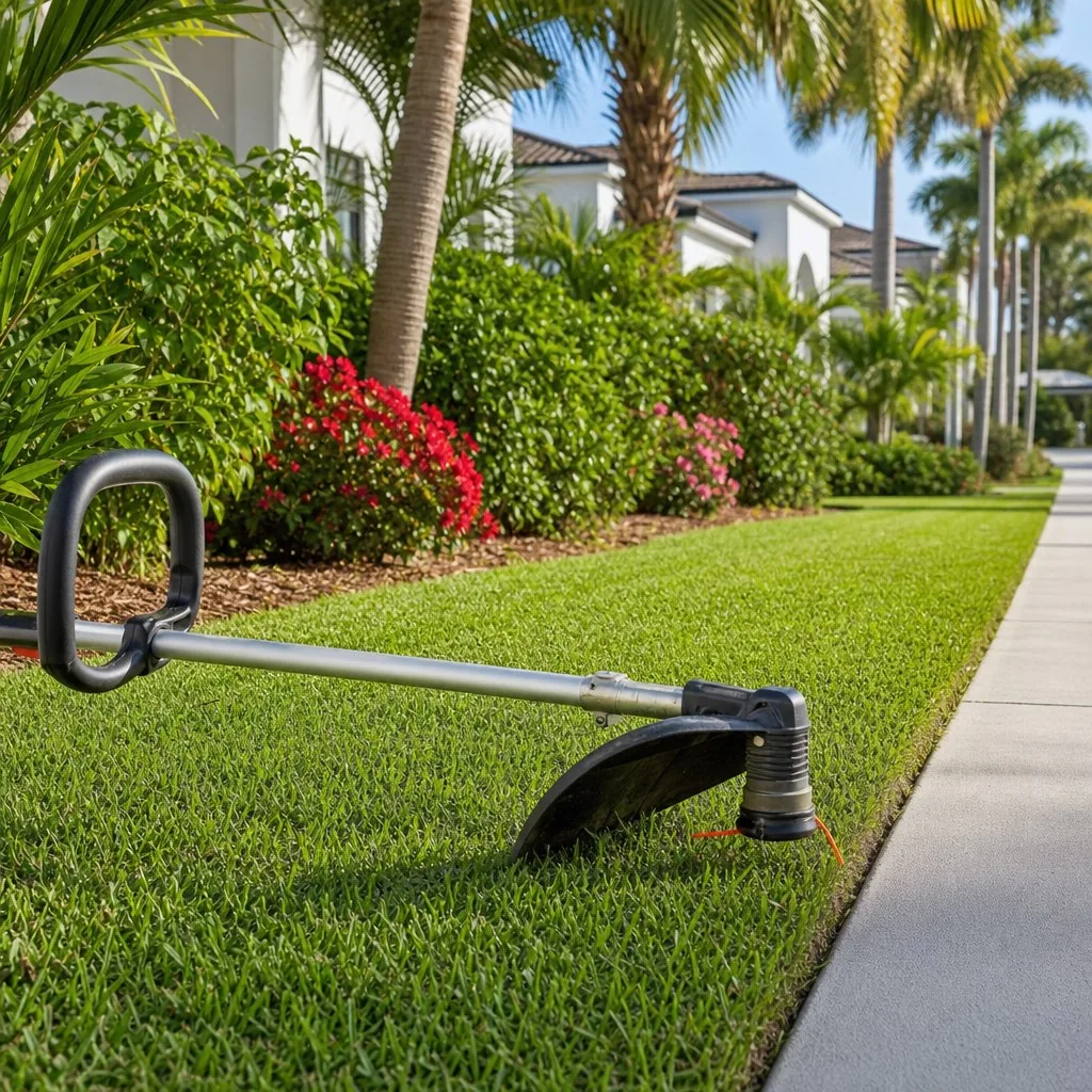 Bed edging and border detail on a Sarasota lawn