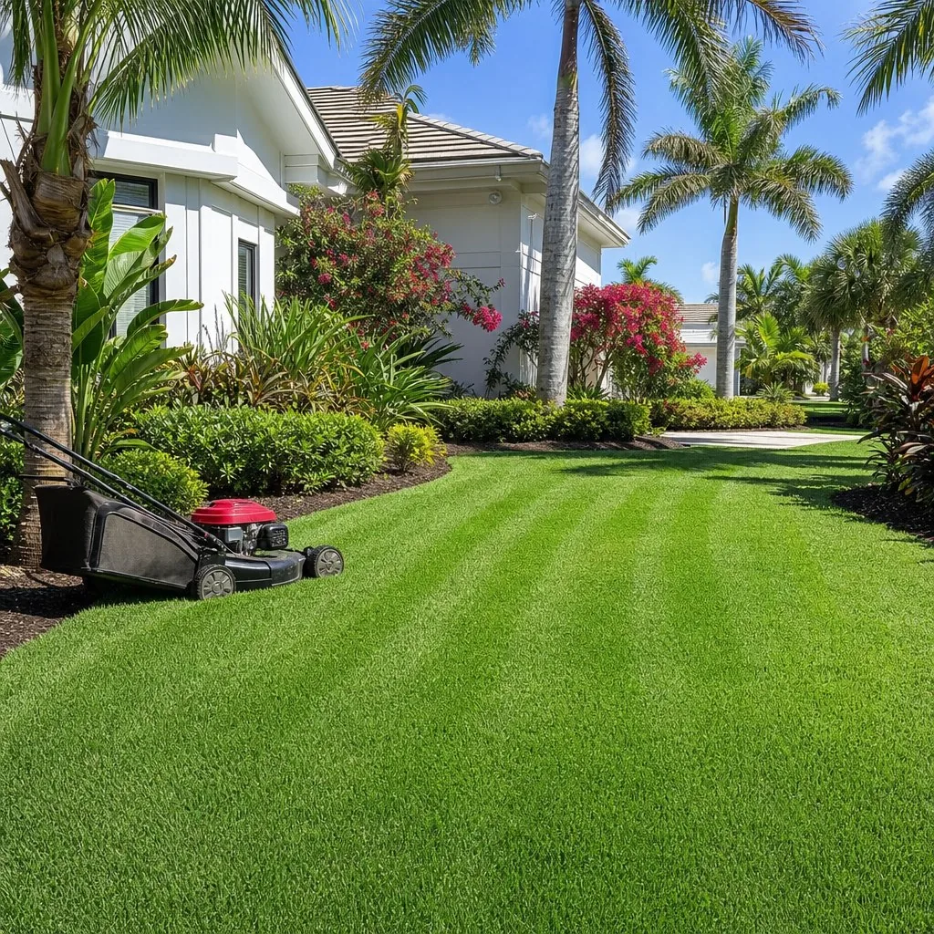 Mowing St. Augustinegrass at proper height in Sarasota