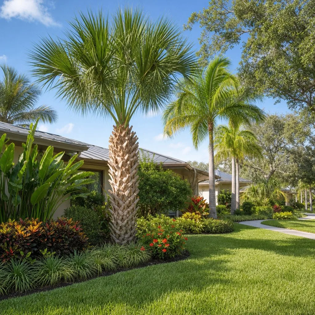 Palm frond removal and crown cleaning in Sarasota