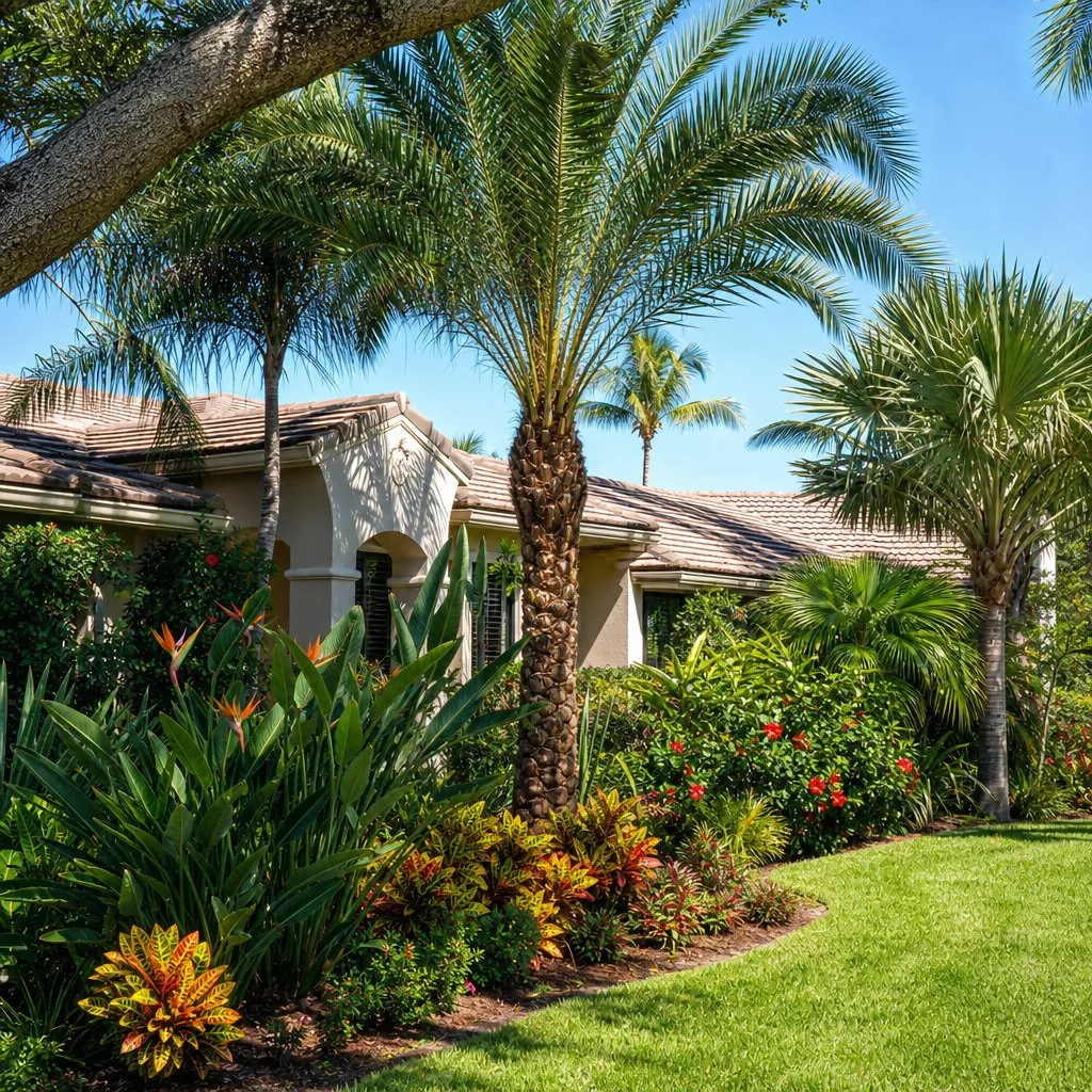 Palm trimming detail on a Sarasota property