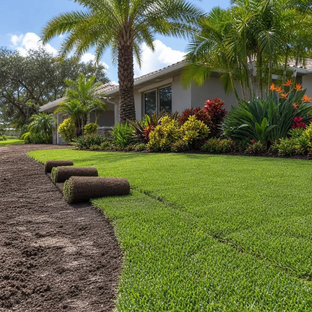 Site preparation and grading before sod installation in Sarasota