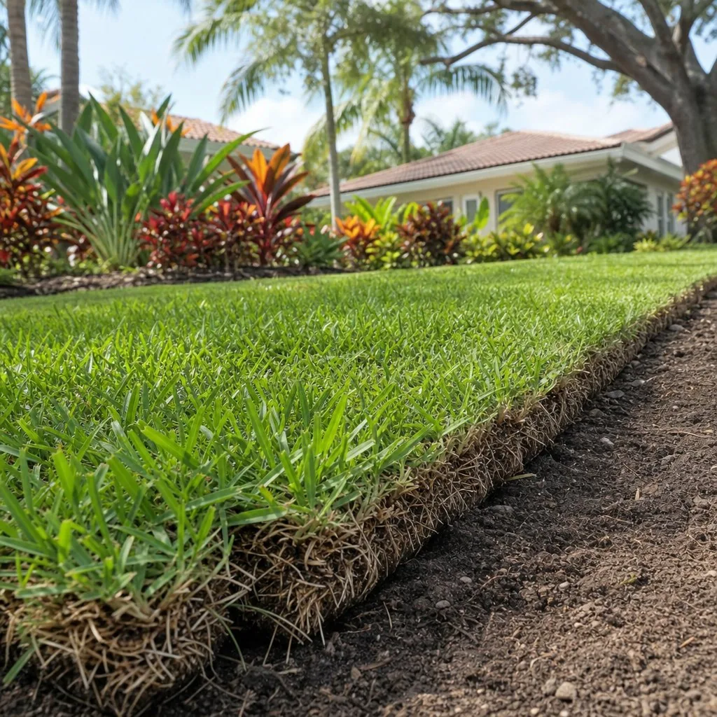 Sod laying and seam detail in Sarasota